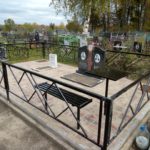 ОГРАДА,№ 43, ПЛИТКА БРУСЧАТКА КРАСНАЯ И СЕРАЯ, ПАМЯТНИК ДВОЙНИК СОСТАВНОЙ
